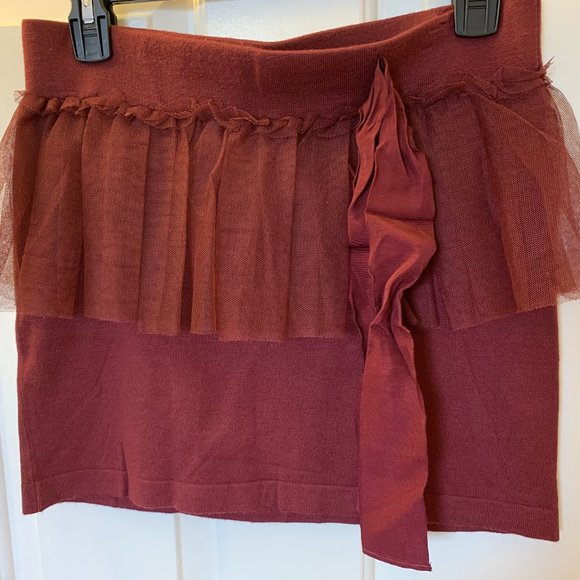 Forever21 Burgundy Sweater Mini Skirt - Picture 2 of 4